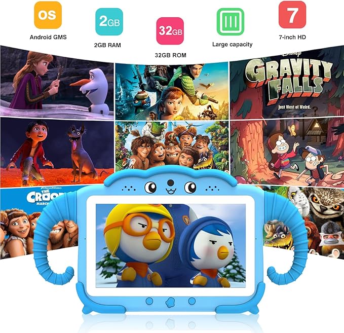 Kids Tablet 7IN Tablets for Kids 3-7, Tablet for Toddlers with Educational Games, 32GB Toddler Tablets for Children with Learning Apps, WiFi, Touch Screen, Shock Proof Case, Gift for Toddler Boy Girl