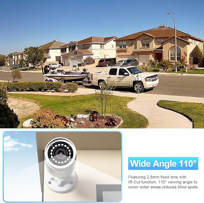 IP PoE Camera 4MP, Outdoor Indoor Bullet Security Surveillance Camera, Waterproof IP6, Built-in Mic, 2.8mm Lens Wide Angle 110°, Motion Detection, Human/Vehicle Detection, INB4FR38F (White)
