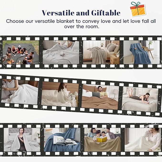 PHF 100% Cotton Waffle Weave Blanket Twin Size, Soft Lightweight Breathable Cozy Summer Blankets for Bed, Luxury Aesthetic Woven Bedding for Home Decor, 66"x90", Wine Red