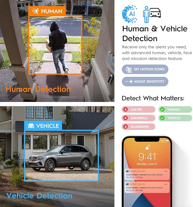 Amcrest 2-Pack UltraHD 4K (8MP) IP PoE AI Camera, 49ft Nightcolor, Security Outdoor Turret Camera, Built-in Mic, Human Detection, Active Deterrent, 129° FOV, 4K@15fps 2PACK-IP8M-2779EW-AI (White)