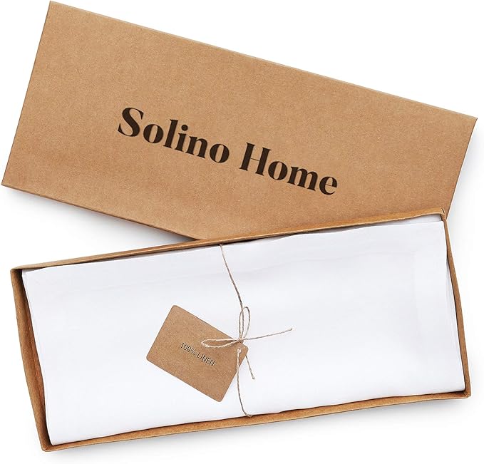 Solino Home Linen White Table Runner 120 Inches Long - 100% Pure Linen Dining Table Runner 14 x 120 Inch for Fall, Autumn, Halloween, Thanksgiving - Fete