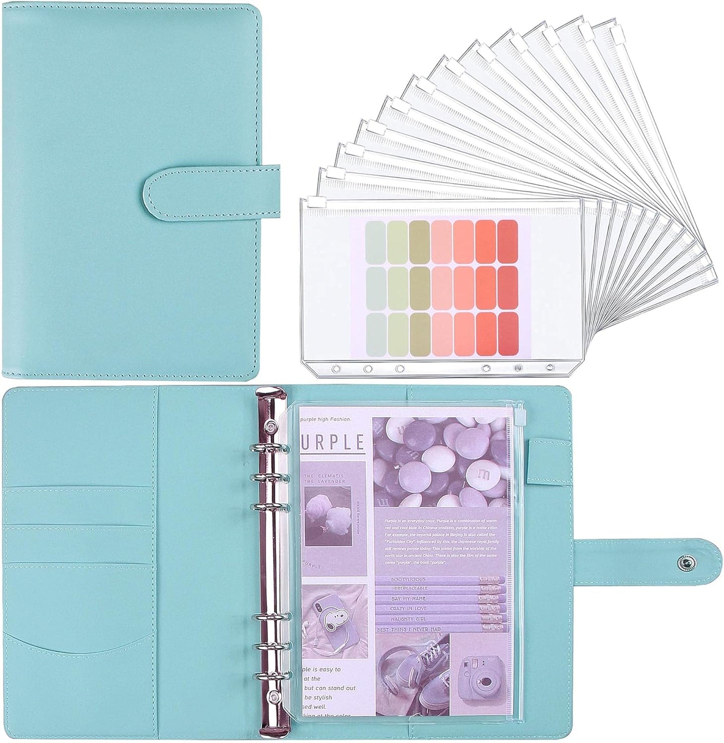 Money Saving Binder, Savings Challenges Book with for Cash Envelopes, 12pcs Zipper Envelopes A5 Budget Binder, Budget Planner for Managing Budgets and Saving Money -(Blue-9.2IN)