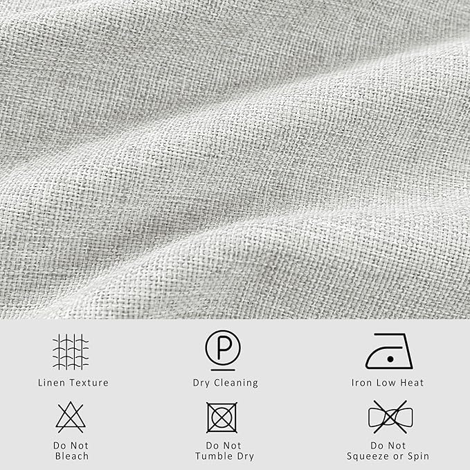 Macochico 120”Wx102”L 100% Blackout Linen Curtains Pinch Pleated Thermal Panels for Sliding Door Bedroom Living Room Farmhouse Shabby Chic Greyish White Burlap Curtains with Tieback 1 Panel