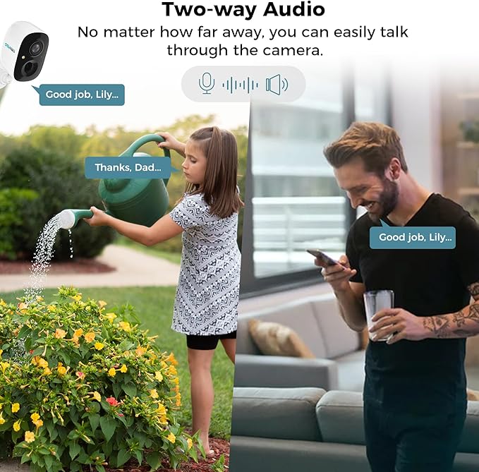 SOVMIKU 4CG6 Best 2K Solar Security Camera Wireless Outdoor, Battery Powered Camera, Easy to Setup, Motion Detection, Two Way Audio, Audible Flashlight Alarm,2.4GHz Wi-Fi, Color Night Vision, SD Slot