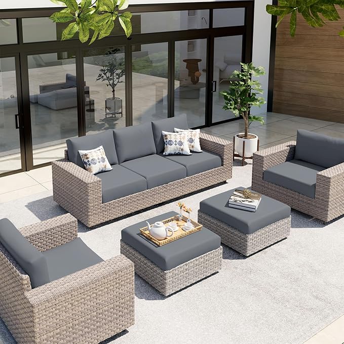 hyha Waterproof Couch Cushion Covers, Stretch Sofa Couch Seat Slipcover for Dog Washable, Non-Slip Waterproof Outdoor Cushion Covers for Patio Furniture Replacement (2 Pieces, Dark Grey)