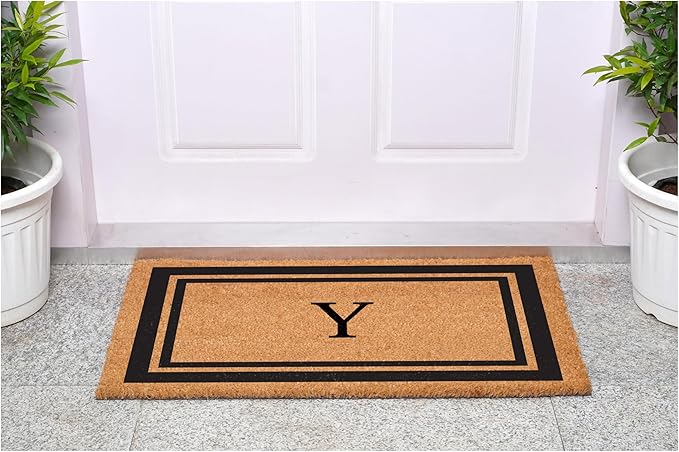 Calloway Mills 152962448 Black Border 24" x 48" Monogram Doormat (Letter Y)