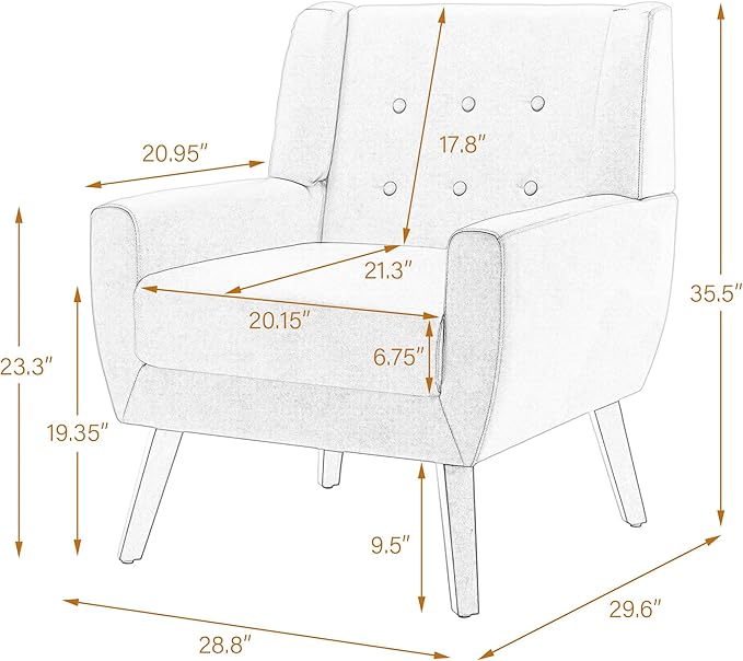 UIXE PU Leather Accent Chairs Set of 2, Modern Arm Club Chair Upholstered Armchair for Living Room, Comfy Single Sofa Seats Button Tufted Reading Seating, Cream