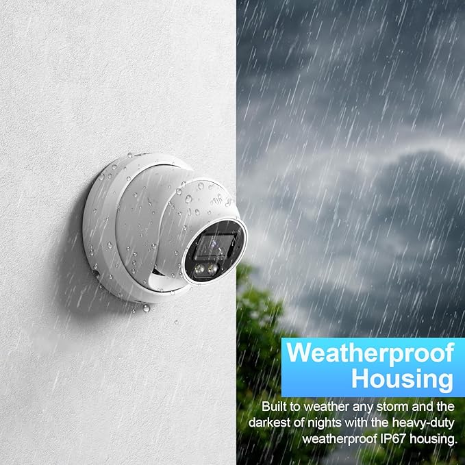 4MP Turret Security PoE Camera, Outdoor Wired IP Surveillance Camera with Microphon/Audio, Smart Dual Light Color Night Vision 2.8mm Lens Wide Angle 110°, Human&Vehicle Detection, IND4FD97S