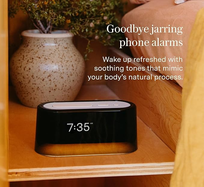 Loftie Alarm Clock with Sound Machine – Smart Alarm Clock with Light, White Noise, Bluetooth Speaker, Night Light Sound Machine, 100+ Sounds, Blackout Mode, No WiFi Mode, Optional Subscription -Coffee