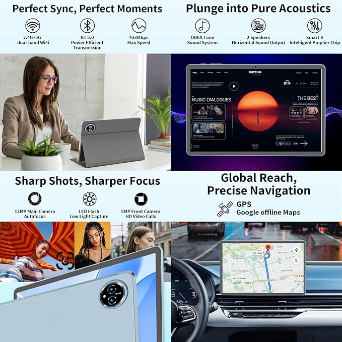 2026 Upgraded Android 15 Tablet, 11 inch Tablets with Keyboard, 24GB+128GB+2TB Expand, Octa-Core, 8000mAh, Gemini AI, 5G/2.4G WiFi, BT5.0, GMS, GPS, 2 in 1 Tablets with Case, Mouse, Stylus(Black)