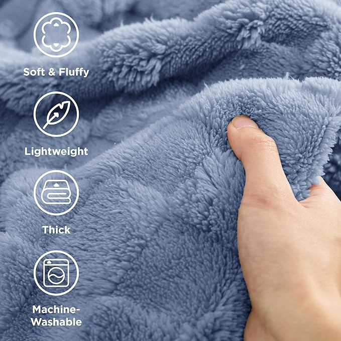 Bedsure GentleSoft Ashley Blue Throw Blanket for Couch - Super Soft Cozy Blankets Gifts for Women Men Girls, Cute Small Fleece Throws for Bedroom Home Decor, 50x70 Inches