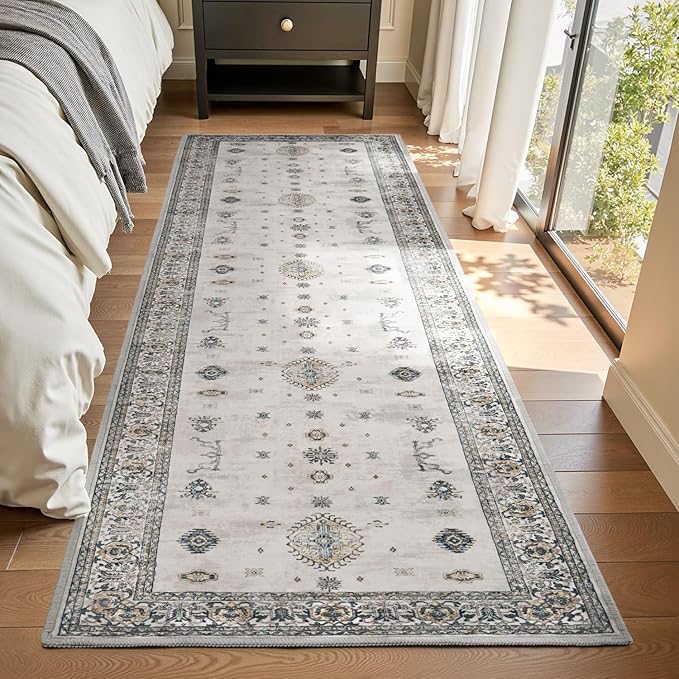 AMOAMI Vintage 3X10 Runner Rug Non Slip Soft Runners for Hallways Washable Hallway Runner Bedside Rugs for Bedroom Long Rug for Hallways Entryway Laundry Room Stair Kitchen Bathroom