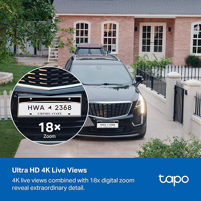 Tapo 4K Outdoor Battery Camera Wireless, Security Camera with Integrated Solar Panel, Person/Vehicle/Pet Detection, Works w/Alexa & Google Assistant, Color Night Vision, SD/Cloud Storage, C465