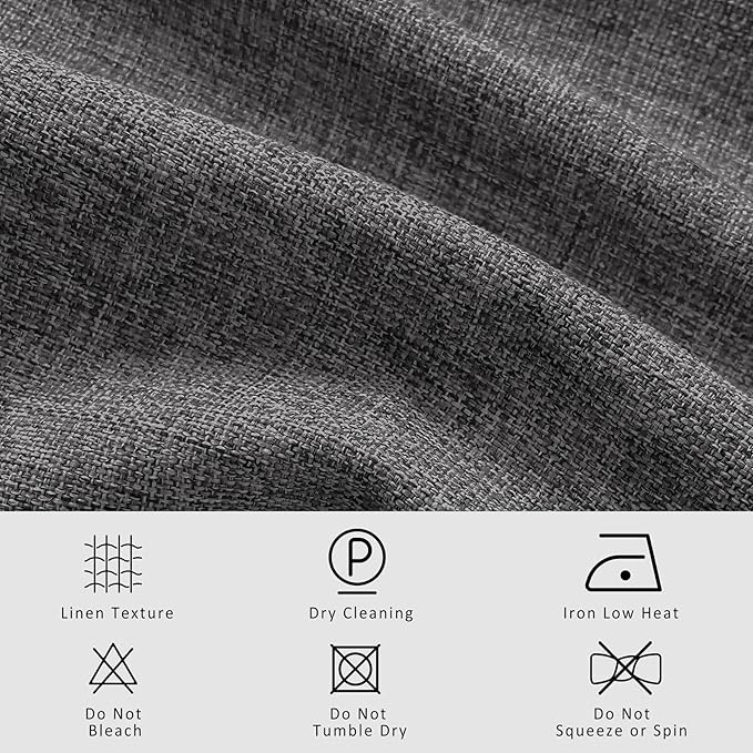 Macochico Extra Wide Full Blackout Linen Curtains for Sliding Door Natural Grey Pinch Pleated Linen Curtains 96 Inches Long for Bedroom Living Room Farmhouse with Tieback 120”Wx96”L 1 Panel