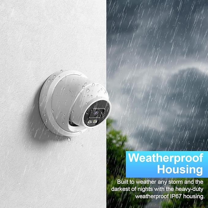 UltraHD 8MP Dome PoE Camera, AI IP Security Camera Outdoor/Indoor, Built-in Microphone, Night Vision 100ft, 2.8mm Lens Wide Angle 110°, Face Detection, Human/Vehicle Dectection, IND8BR97S
