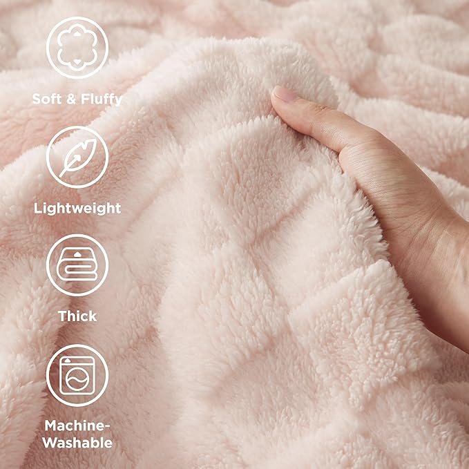 Bedsure GentleSoft Pink Throw Blanket for Couch - Checkered Fleece Blankets Gifts for Women Men Girls, Cute Soft Cozy Throw for Bedroom Home Decor Gifts, 50x60 Inches