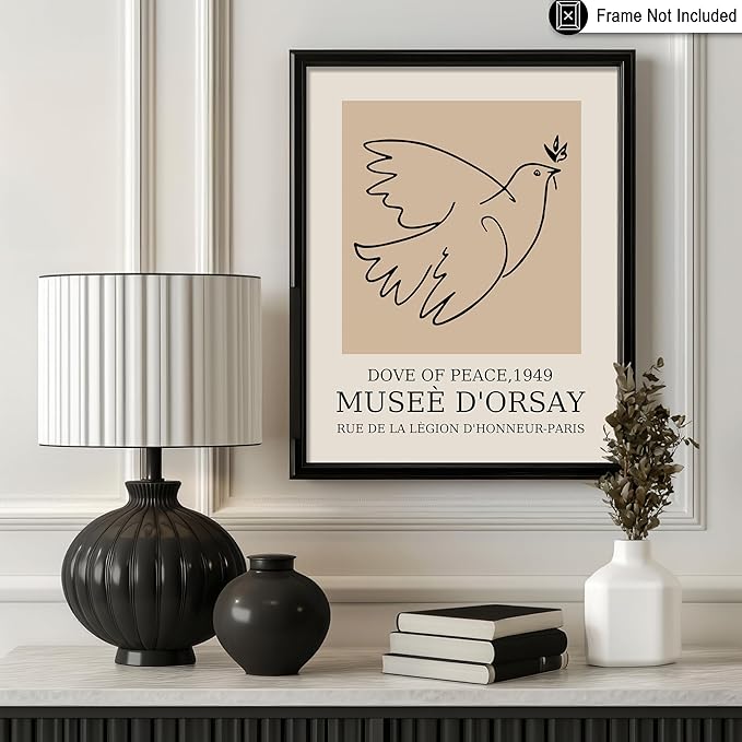 Poster Master Vintage Poster - Dove Print - Bird Art - Line Drawing - Sketch Art - Gift for Boys, Girls & Animal Lover - Minimal Decor for Kid's Room or Nursery - 16x20 UNFRAMED Wall Art