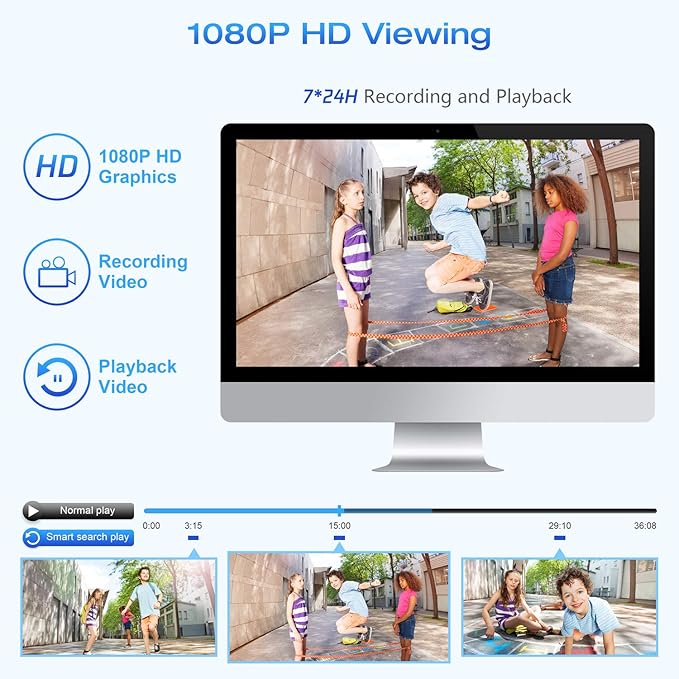 Wireless Security Camera System, with 8CH 4K NVR (500GB HDD Pre-Installed) & 4X 2MP Night Vision WiFi Cameras - Expandable to 8 Cameras, Indoor/Outdoor Security, Motion Alerts, H.265+