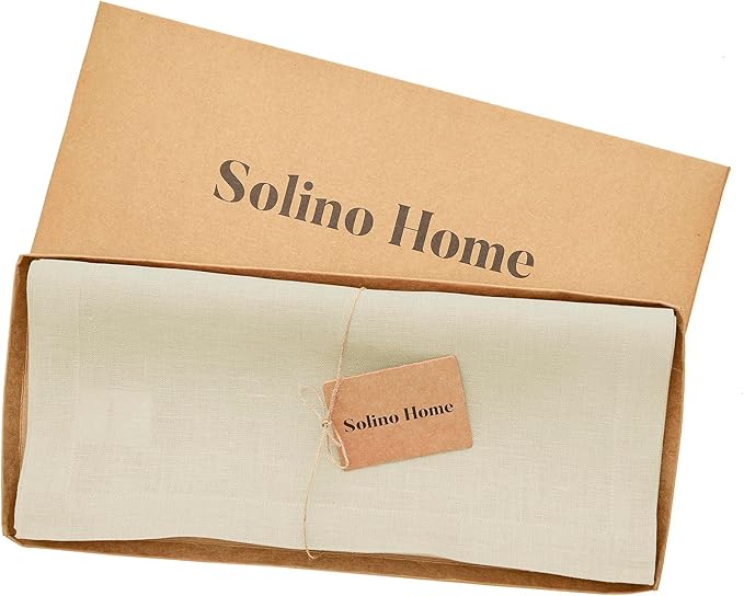 Solino Home Linen Table Runner 90 Inches Long - 100% Pure Linen Birch Table Runner 14 x 90 Inch for Fall, Autumn, Thanksgiving - Fete