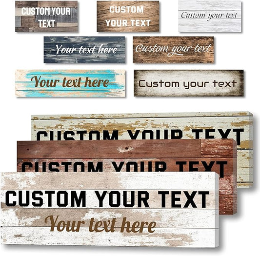 LZIMU Custom Text Signs Wall Decor Personalized Canvas Quote Family Sign Wall Art Wood Background Rustic Farmhouse Decor Framed (10"x30")