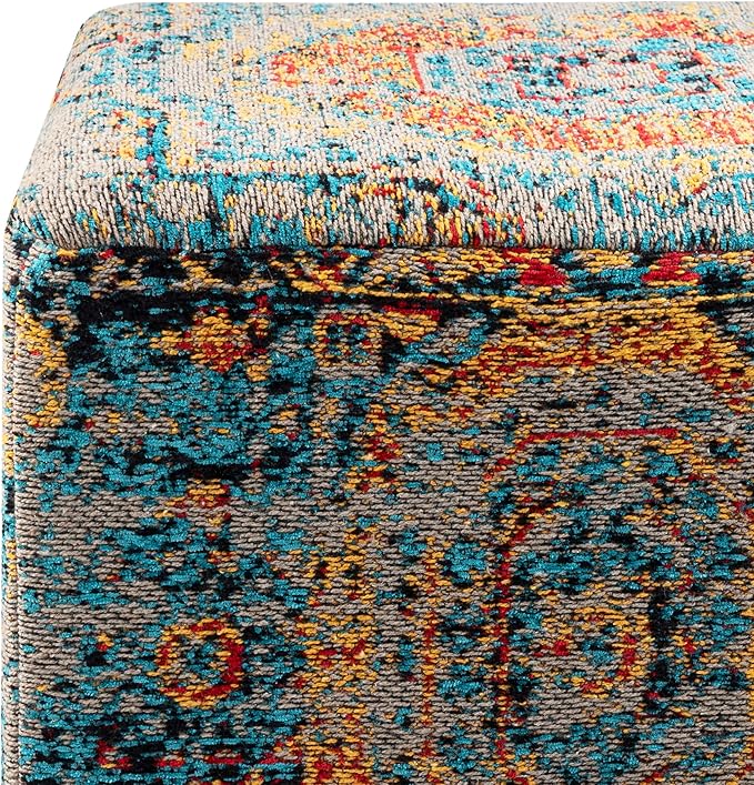 Mark&Day Pouf Ottoman, Kaltenleutgeben Traditional Saffron Cube Pouf Foot Rest for Living Room, Bedroom and Boho Home Decor (18"x18"x18")