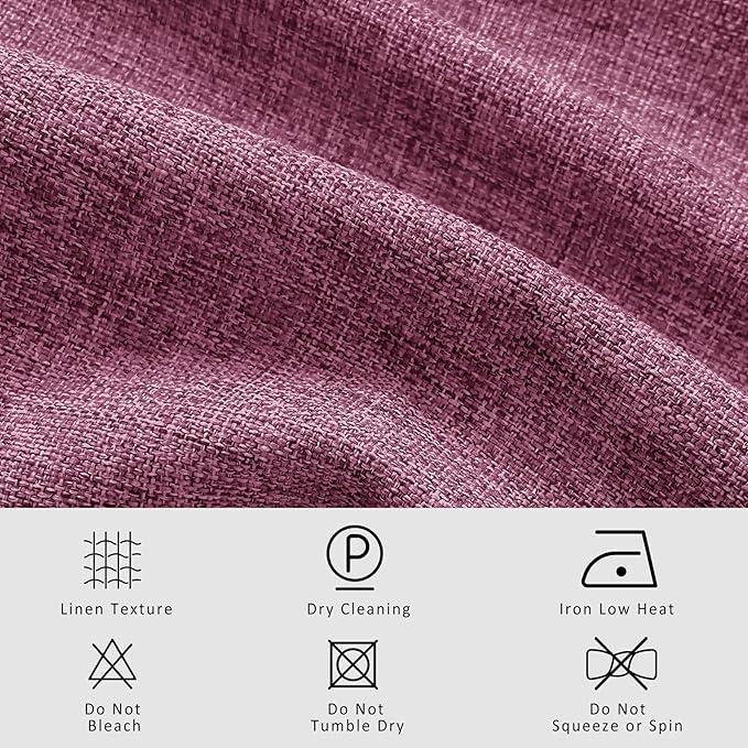 Macochico 100”Wx96”L Pinch Pleated 100% Blackout Linen Curtains Thermal Sliding Curtains for Bedroom Living Room Sliding Glass Door Farmhouse Shabby Chic Lilac Drapery with Tieback 1 Panel