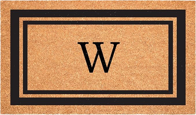 Calloway Mills 152962448 Black Border 24" x 48" Monogram Doormat (Letter W)