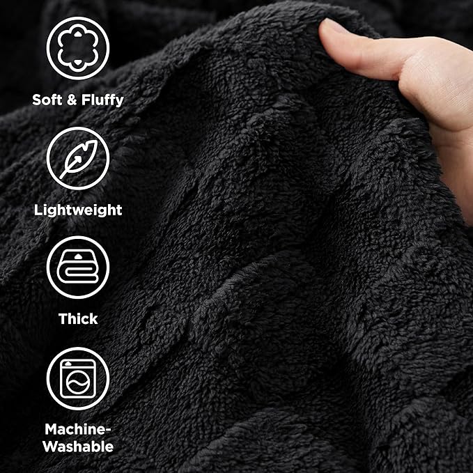 Bedsure GentleSoft Black Throw Blanket for Couch - Checkered Fleece Blankets Gifts for Women Men Girls, Cute Soft Cozy Throw for Bedroom Home Decor Gifts, 50x60 Inches