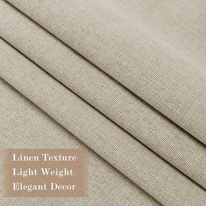 Beige Pinch Pleat 100% Blackout Drapes Linen Blend, Room Divider, Room Darkening, Energy Saving, Furniture Protecting, Light Blocking Extra Wide Privacy Curtains, 200Wx102L, 1 PC