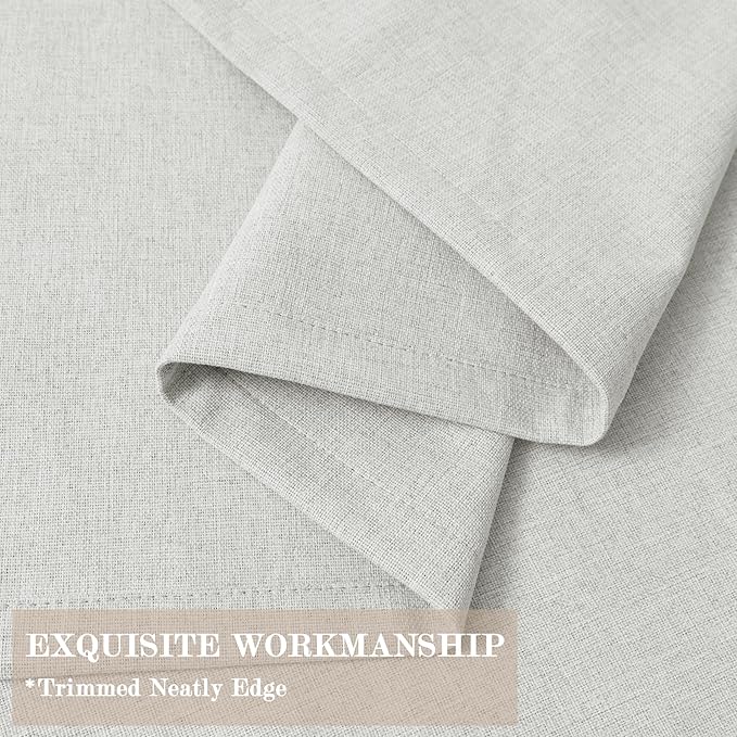 Greyish White Pinch Pleat 100% Blackout Drapes Linen Blend, Room Divider, Room Darkening, Energy Saving, Furniture Protecting, Light Blocking Extra Wide Privacy Curtains, 200Wx102L, 1 PC