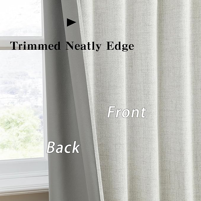 RAIN CITY 2 PCs Extra Wide Linen Blackout Curtains 102 Inches Long,Back Tab Pleaetd Drapes with Hooks Track System Curtain Panels Room Divider Curtains for Patio Sliding Door Living Room 70 x 102