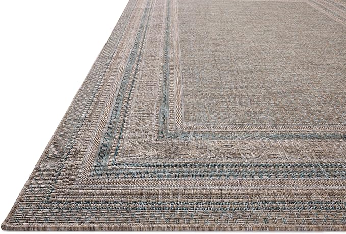 Loloi Amber Lewis Topanga Collection TOP-05 Natural/Teal 9'-2" x 12'-0" Indoor/Outdoor Area Rug