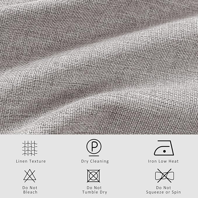 Macochico Browish Grey 100% Blackout Linen Curtains 96 Inches Long Pinch Pleated Curtains for Bedroom Living Room Nursery Farmhouse Insulated Sound Reducing Drapery with Tieback 84”Wx96”L 1 Panel