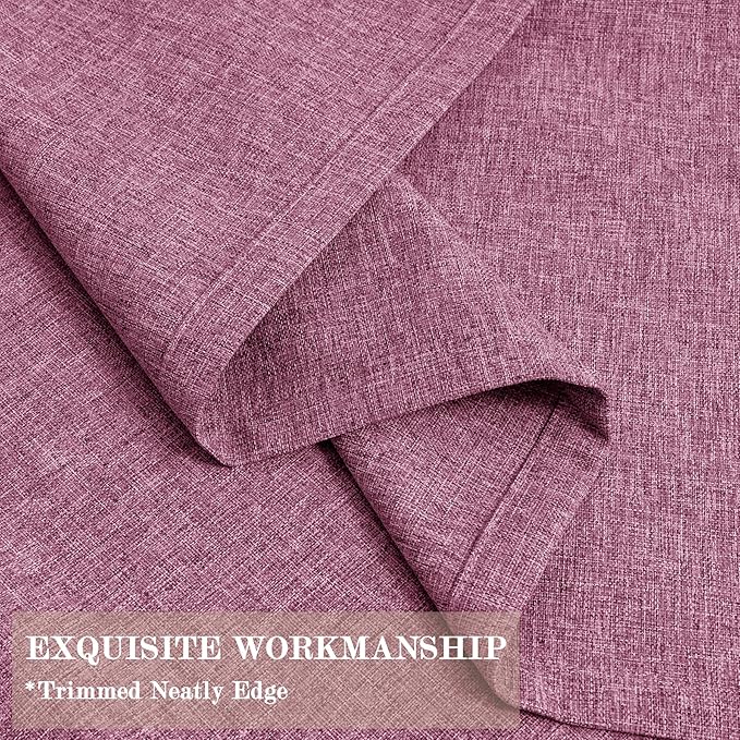 Lilac Pinch Pleat 100% Blackout Drapes Linen Blend, Room Divider, Room Darkening, Energy Saving, Furniture Protecting, Light Blocking Extra Wide Privacy Curtains, 200Wx102L, 1 PC