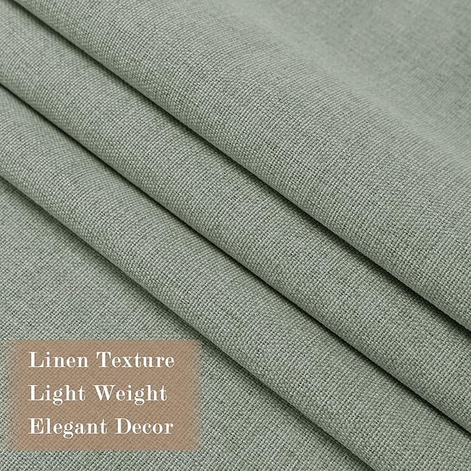 Fog Green Pinch Pleat 100% Blackout Drapes Linen Blend, Room Divider, Room Darkening, Energy Saving, Furniture Protecting, Light Blocking Extra Wide Privacy Curtains, 200Wx108L, 1 PC