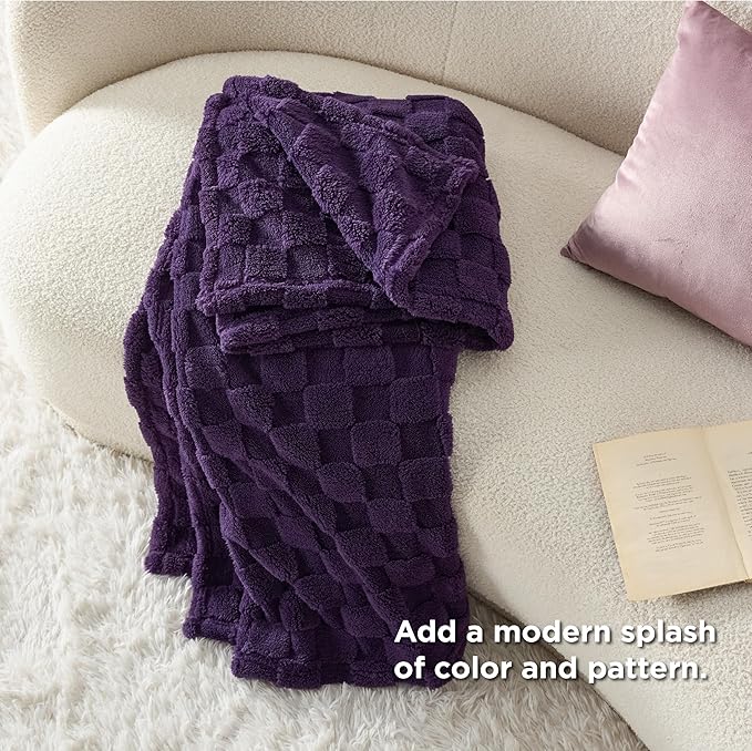 Bedsure GentleSoft Twin Blanket for Bed Purple - Super Soft Cozy Blankets for Women Men Girls, Cute Fuzzy Fleece Throws for Bedroom Couch, 60x80 Inches