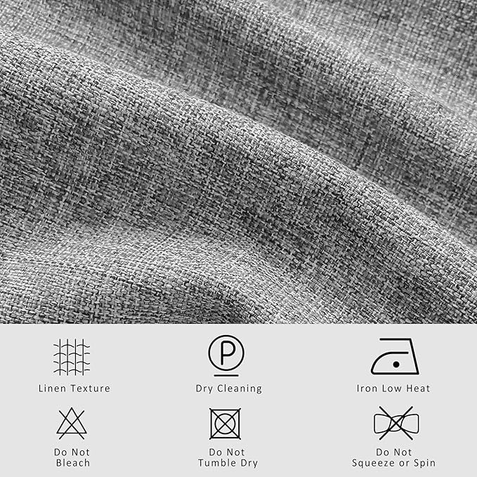 Macochico 100% Blackout Pinch Pleated Linen Curtains 84 Inch Length Thermal Blackout Curtains for Bedroom Living Room Nursery Light Grey Farmhouse Burlap Curtains with Tieback 52”Wx84”L 1 Panel