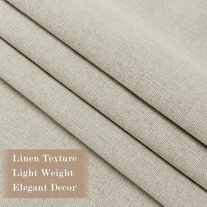 100" W x 96" L Faux Linen Room Divider Curtains, Full Blackout Pinch Pleated Drapes for Traverse Rod, Bedroom Divider Privacy Drapery with Hooks for Ceiling Track, 1 Panel, Ivory White