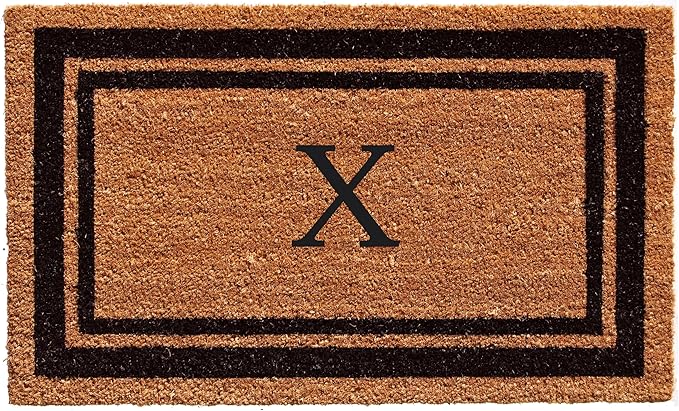 Calloway Mills 152963672X Black Border 36" x 72" Monogram Doormat Letter (X)