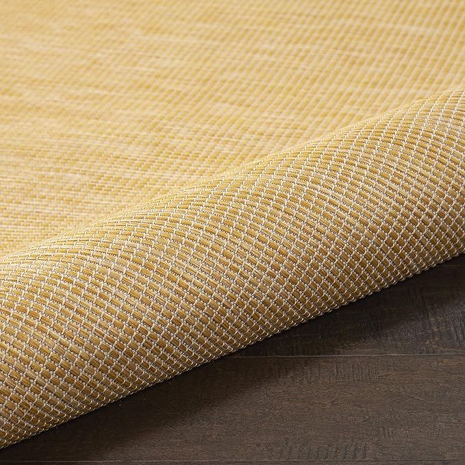 Nourison Home Positano Yellow 9' x 12' Area Rug, Modern, Solid, Indoor/Outdoor, Easy Cleaning, Non Shedding, Bed Room, Living Room, Deck, Backyard