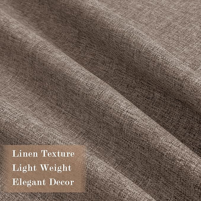 100% Blackout Linen Textured Drapes for Bedroom Pinch Pleated Curtains for Track System Portable Drapery for Sliding Glass Door/Storage/Space Room Divider, 70" Wx96 L, 1 PC, Light Brown