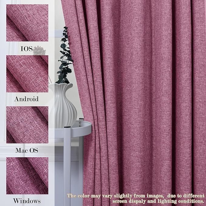 Full Blackout Privacy Curtains, 240 Inch Extra Wide Linen Blend Drapes, Pinch Pleat Window Drapery for Room Divider Storage/Space Room Separation, 1 Panel, W 240" x L 108", Lilac