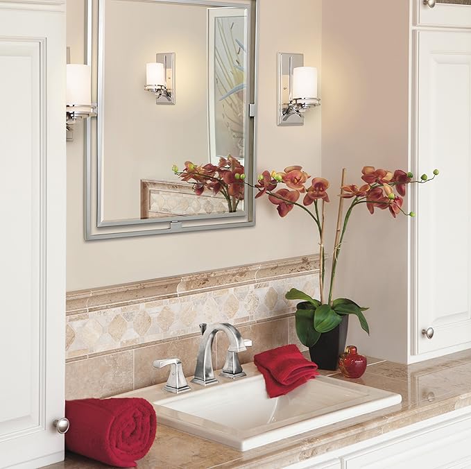 Kichler Hendrik 24" Vanity Light in Brushed Nickel, 3-Light Modern Bathroom Vanity with Satin Etched Cased Opal Glass, (24" W x 8" H), 5078NI