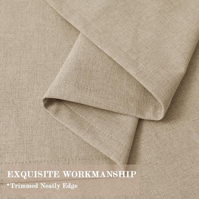 Sand Beige Pinch Pleat 100% Blackout Drapes Linen Blend, Room Divider, Room Darkening, Energy Saving, Furniture Protecting, Light Blocking Extra Wide Privacy Curtains, 200Wx108L, 1 PC