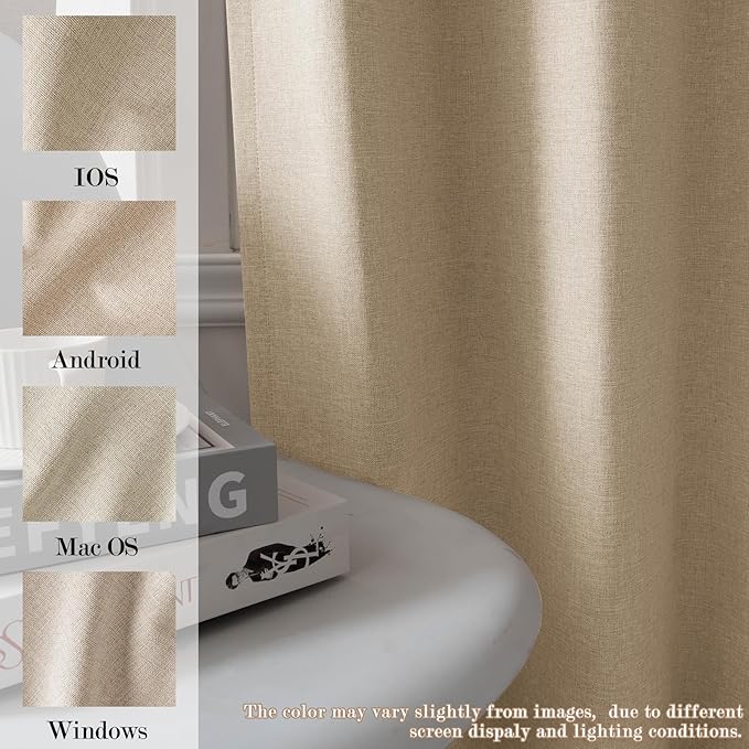 120" Wx108 L Linen Room Divider Drapes for Doorway/Glass Window/Sliding Door/Patio, Extra Wide Pinch Pleated Full Blackout Curtains for Girls Boys Teen Kids Room, 1 Panel, Sand Beige