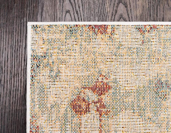 Unique Loom Rosso Collection Vintage, Geometric, Bohemian, Traditional, Distressed, Southwestern Area Rug, 2' 0" x 6' 0", Multi/Ivory