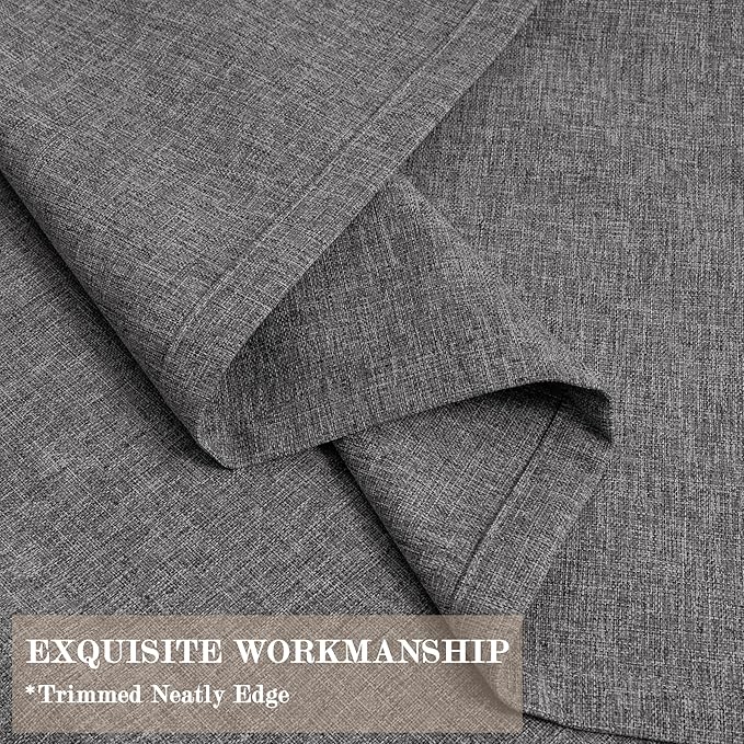 Natural Grey Pinch Pleat 100% Blackout Drapes Linen Blend, Room Divider, Room Darkening, Energy Saving, Furniture Protecting, Light Blocking Extra Wide Privacy Curtains, 200Wx108L, 1 PC