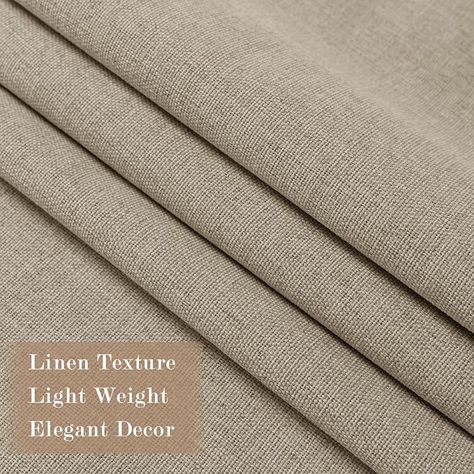 Full Blackout Privacy Curtains, 240 Inch Extra Wide Linen Blend Drapes, Pinch Pleat Window Drapery for Room Divider Storage/Space Room Separation, 1 Panel, W 240" x L 96", Light Khaki