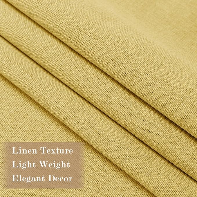 Extra Wide 100% Blackout Linen Textured Curtains - Room Dividers, W200 x L96 (1 Panel), Pinch Pleat Drapes for Living Room, Full Light Block Out Drapery for Sliding Door, Yellow