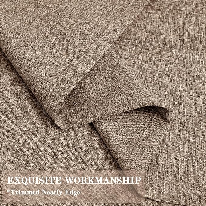 Extra Wide 100% Blackout Linen Textured Curtains - Room Dividers, W200 x L96 (1 Panel), Pinch Pleat Drapes for Living Room, Full Light Block Out Drapery for Sliding Door, Taupe